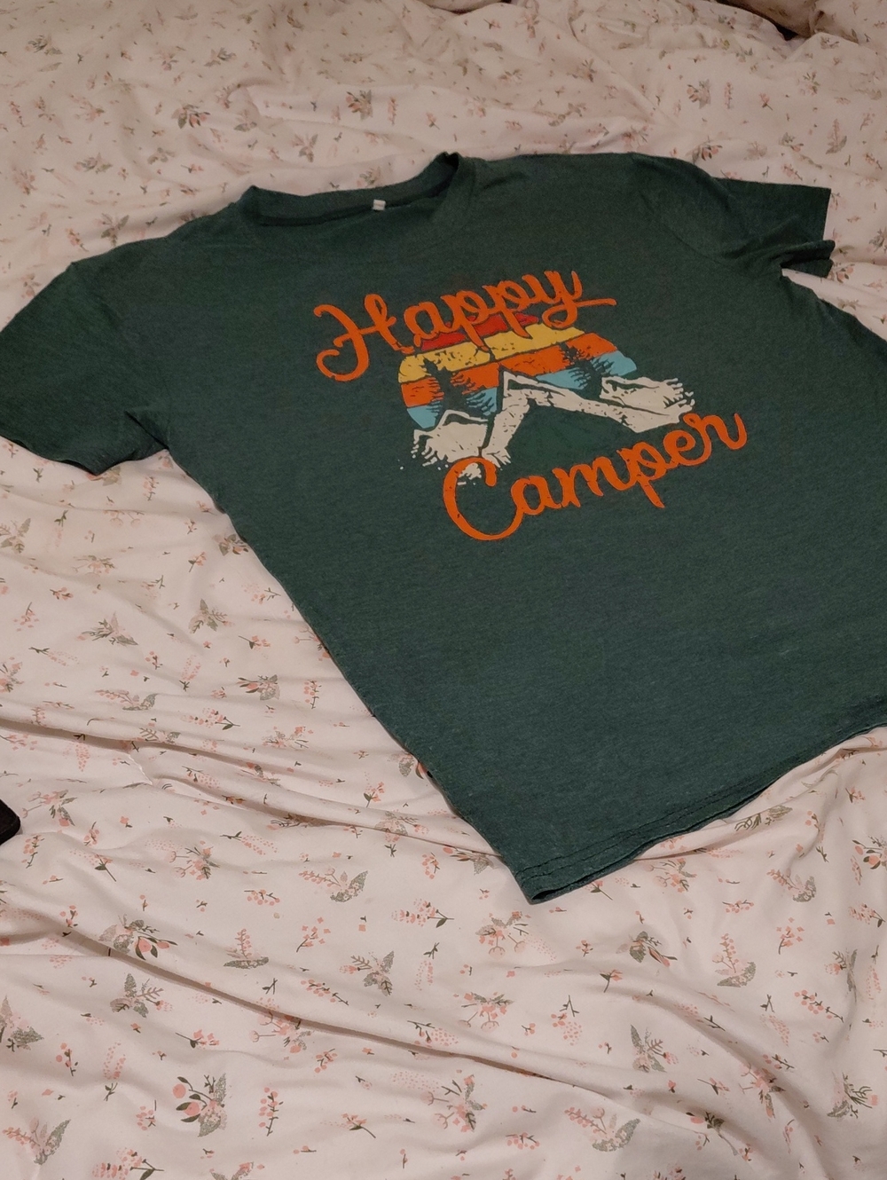 Happy Camper Graphic Short Sleeve Tee - Green